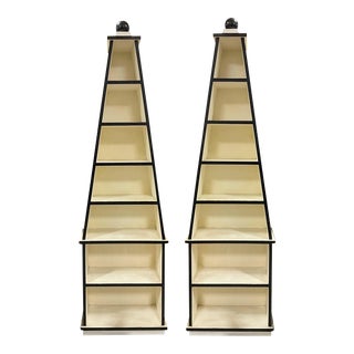 1970s Italian Neo-Classical Style Obelisk Form Etageres / Bookcases / Shelves - Pair For Sale