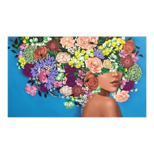 Floral Portrait Contemporary "Blue Sky" Original Artwork by Sally K