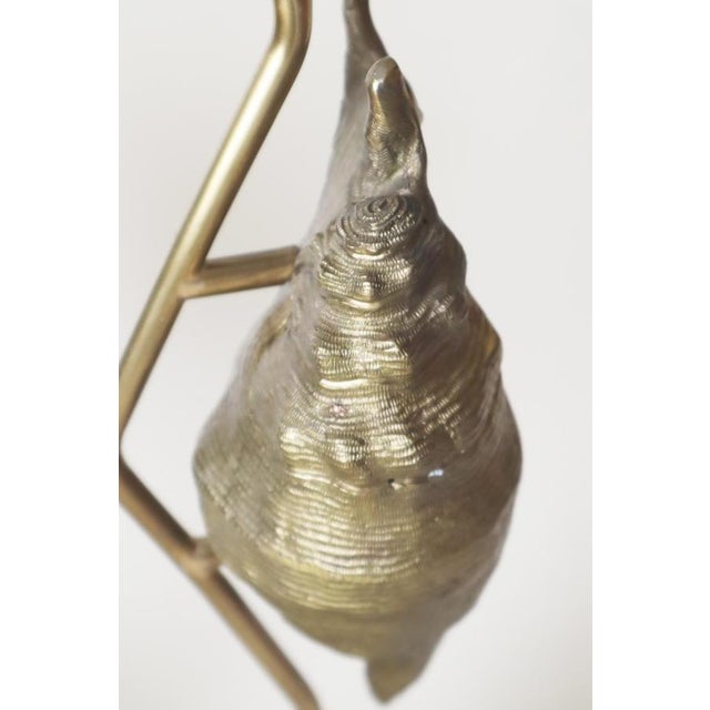 Metal Hollywood Regency Seashell Shape Table Lamp with Granite by Maison Charles, Paris, 1960s, Set of 2 For Sale - Image 7 of 17