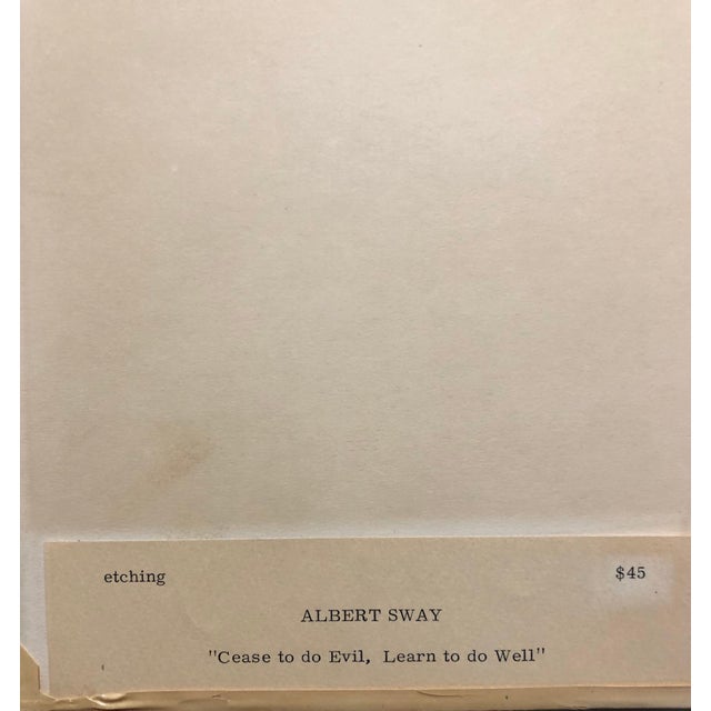 1960s Albert Sway, New York Social Realist Etching Cease To Do Evil Learn To Do Well WPA Artist NYC For Sale - Image 5 of 6