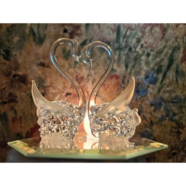Glass Mid 20th Century Hand Blow Glass Swan Lovers For Sale - Image 7 of 11