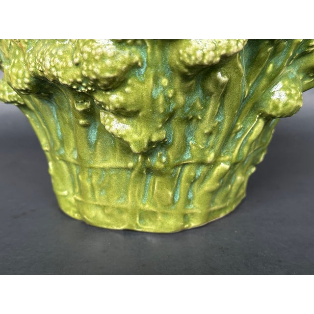 Green Broccoli Shaped Studio Art Pottery Bowl For Sale - Image 8 of 15