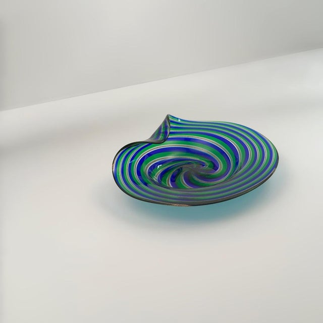 Murano Filigrana Glass Dish with Aventurine from Cenedese & Alberelli, 1970s For Sale - Image 4 of 11