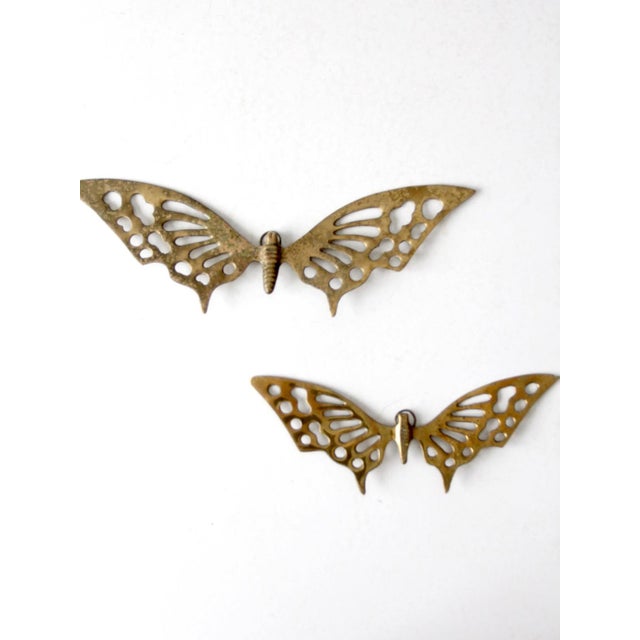 Mid-Century Brass Butterfly Wall Hangings Pair For Sale - Image 11 of 12