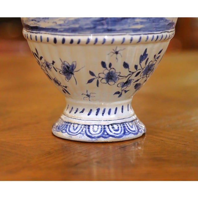 19th Century French Blue and White Faience Ewer With Courting Scene For Sale In Dallas - Image 6 of 11