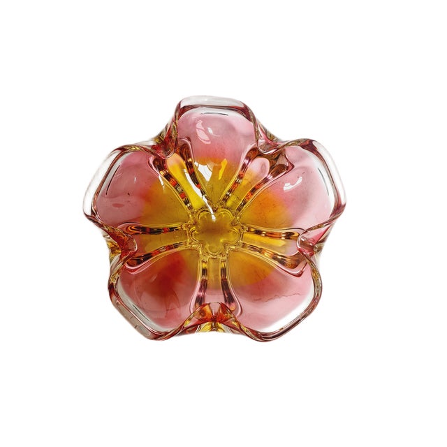Pink Decorative Bowl by J. Hospodka for Chribska Glassworks, Czechoslovakia, 1960s For Sale - Image 8 of 11