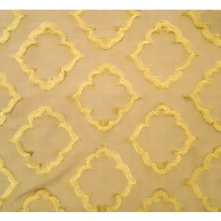 Schumacher Lemon Quatrefoil Fringe Linen Blend Fabric: 6.5 Yards For Sale
