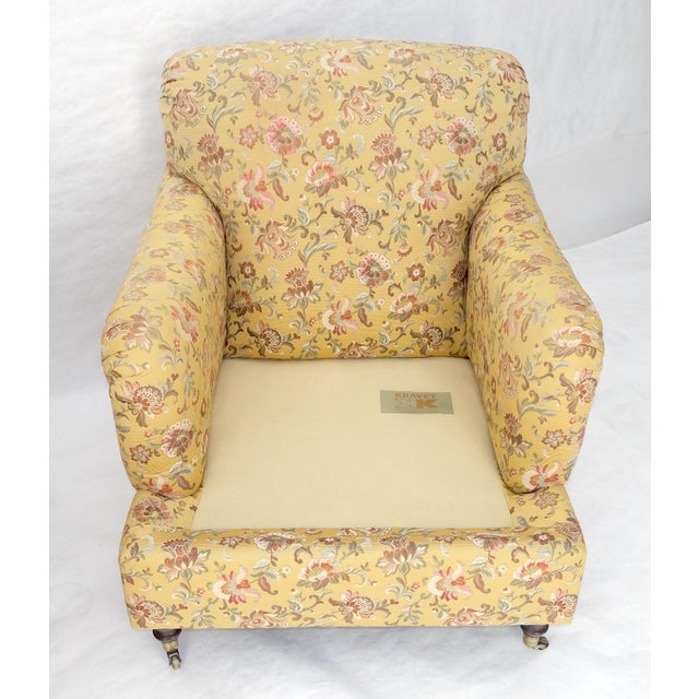 Pair of Gold & Pink Floral Silk Like Upholstery Kravet Lounge Chairs MINT
