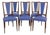 Mid-Century French Blue Red Border Dining Chairs in Teak and Skai, 1960, Set of 6 For Sale