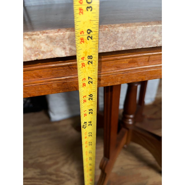 American Antique Marble and Wood Side Table For Sale - Image 3 of 8