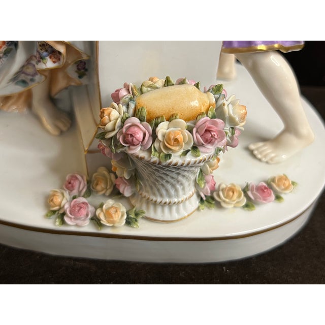 Capodimonte Mid 20th Century Capodimonte Porcelain Figurine of Cherub Surrounded by Three Women For Sale - Image 4 of 8