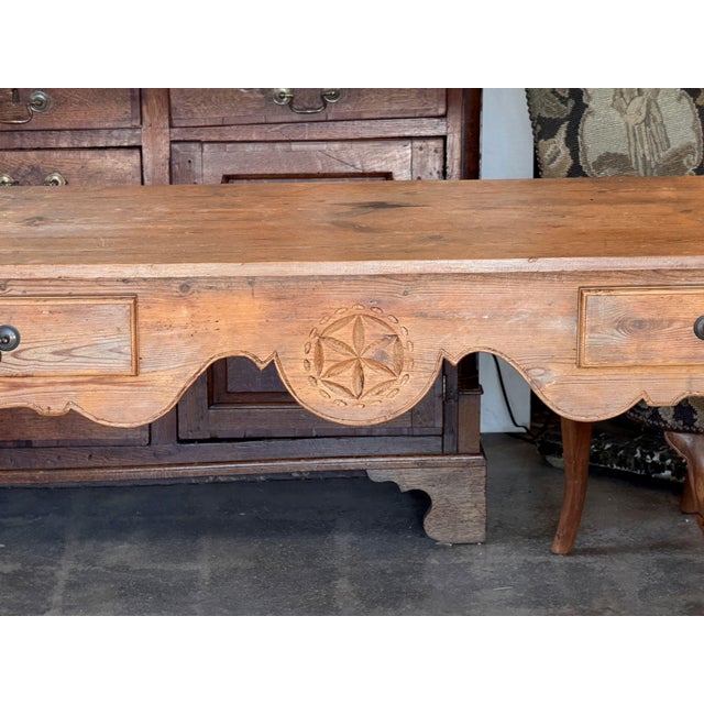 Traditional 19th Century Two Drawer Pine Console Table For Sale - Image 3 of 11