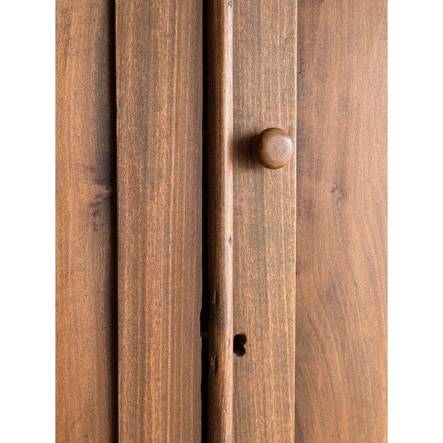 Antique Pine Cupboard Cabinet With Carved Crest For Sale - Image 9 of 18