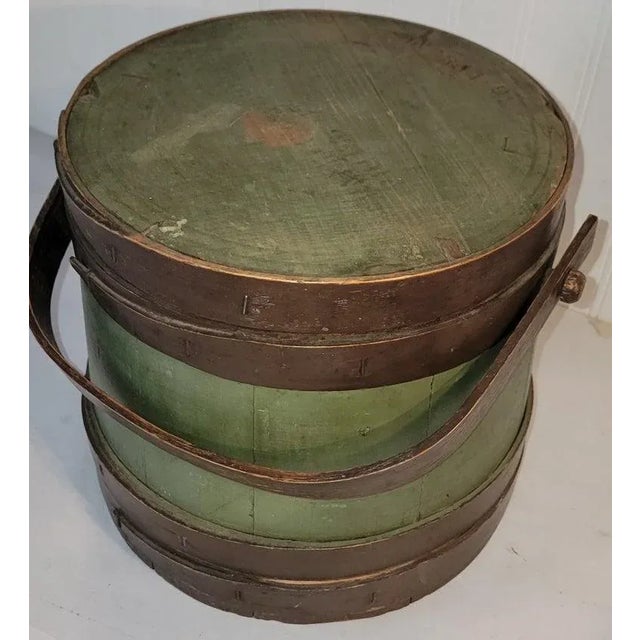 19thc Furkin found in Ohio. Wonderful original paint, the brown fingers also have the original paint . The top lid has...