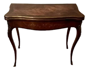 French Kingwood Marquetry Inlaid Ormolu Mounted Card Table, 1900s