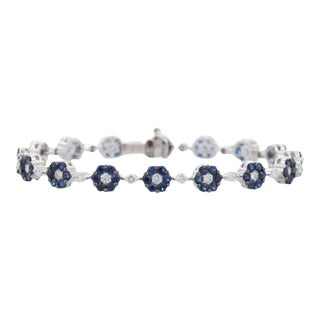 Dainty Flower Sapphire & Diamond Bracelet For Sale