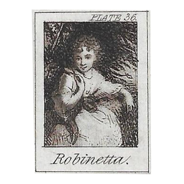 Antique Miniature Engraving of Robinetta, Joshua Reynolds Portrait For Sale