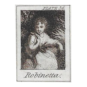 Antique Miniature Engraving of Robinetta, Joshua Reynolds Portrait