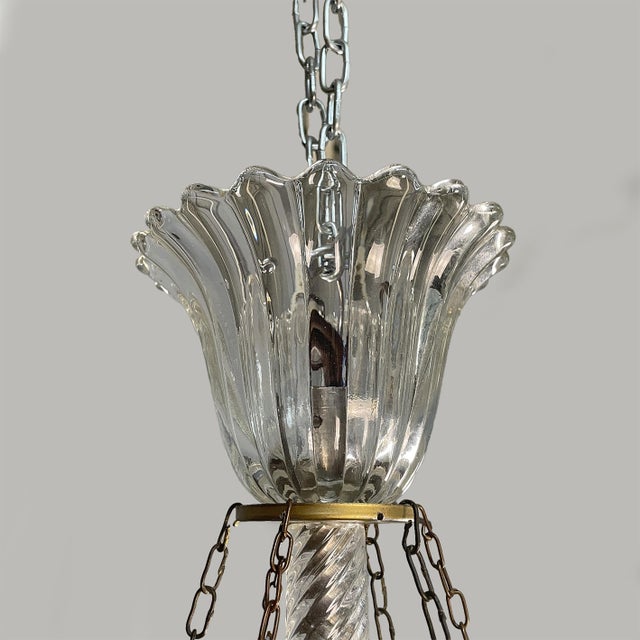 Art Deco Italian Glass and Brass Chandelier, 1930s For Sale - Image 10 of 11