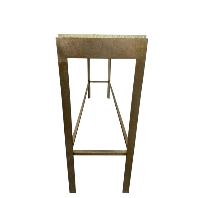 Metal Vintage Baker Furniture Modernist Metal & Tessellated Tile Console Table For Sale - Image 7 of 9