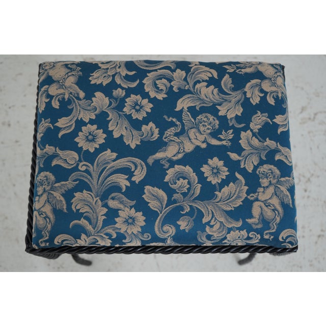 1980s Pair Rope Twist Iron Newly Upholstered Benches For Sale - Image 5 of 12