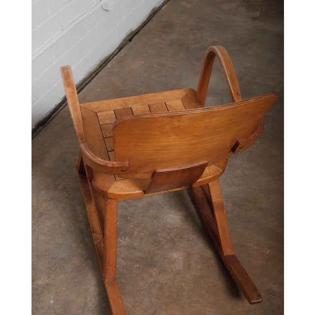 Mid 20th Century Mid 20th Century Norwegian Aaslid Rocking Chair With Chess Pattern Seat For Sale - Image 5 of 5