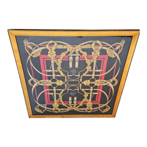 1970s Framed Hermes Silk Scarf "Grand Manege" by Henri.D'Origny