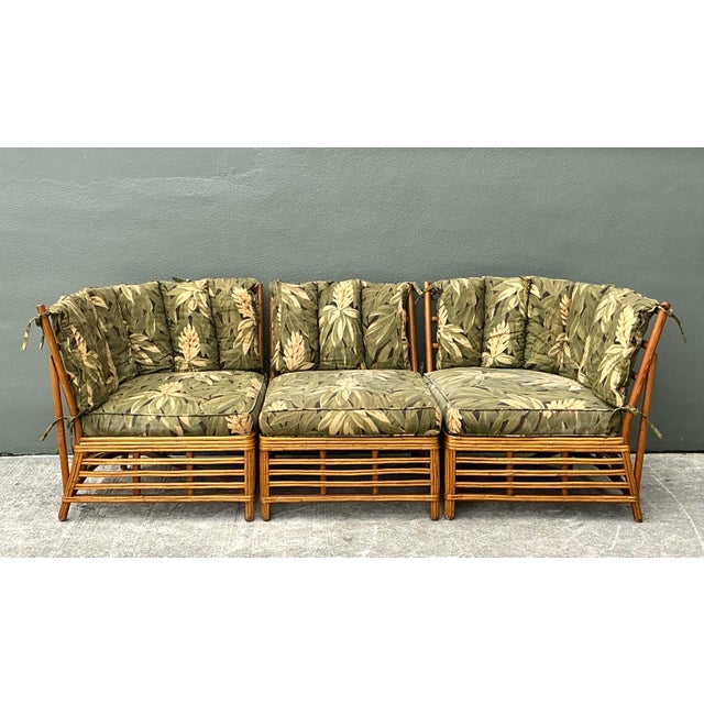 Vintage MCM Stuck Rattan Sofa For Sale - Image 11 of 12