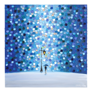 One Night - Original Blue Tone Figurative Abstract Textured Impasto Oil Painting by Ekaterina Ermilkina