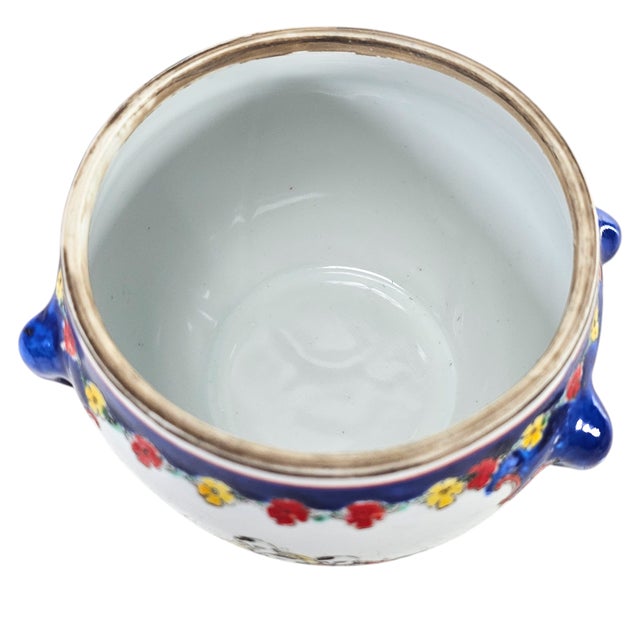 Elegant Chinese Cobalt Blue Serving Pot – 6" With 3 Boys Motif for Joy, Prosperity & Longevity For Sale In San Francisco - Image 6 of 9