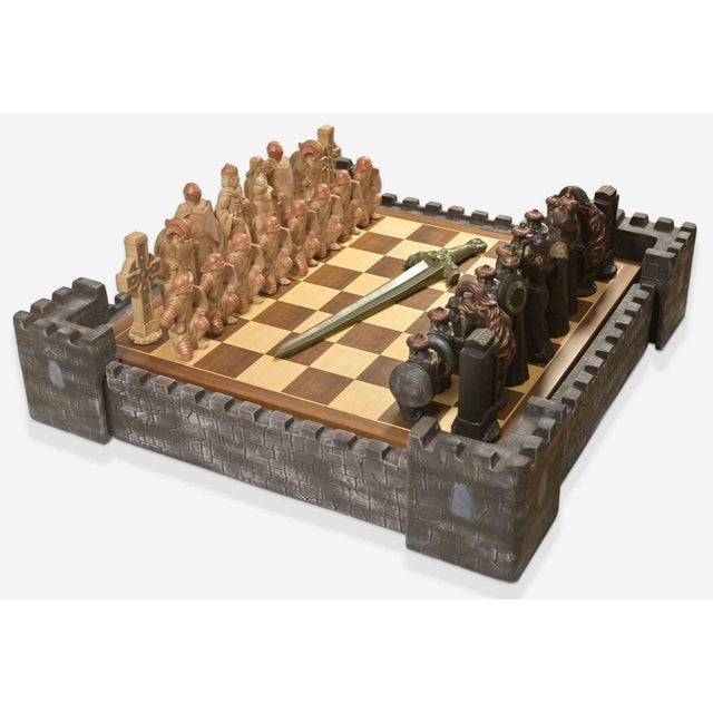 Ceramic Medieval Chessboard & Pieces, 1970s For Sale - Image 4 of 10