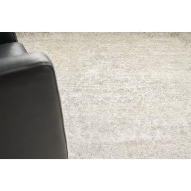 2020s Exquisite Rugs Fine Pure Silk Hand-Knotted Silk Silver/Ivory Rug-8'X10' For Sale - Image 5 of 7