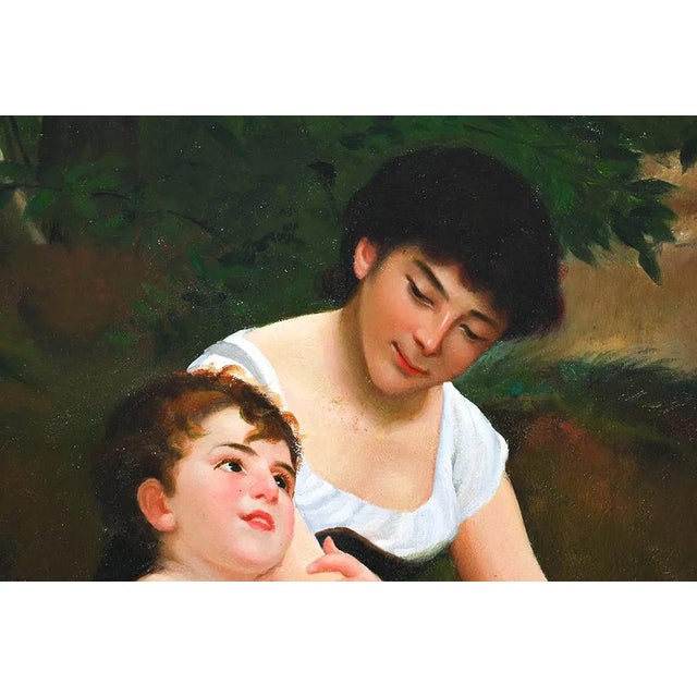Original Aesthetic Mother and Child Painting in Spanish Baroque Style Frame Signed For Sale In New York - Image 6 of 8
