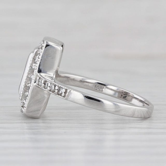 Modern 0.35ctw Diamond Halo Ring 14k White Gold Size 7 For Sale - Image 3 of 9