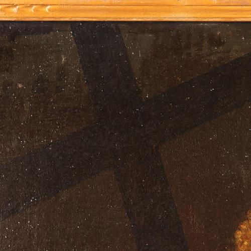 Brown Holy Bishop Receiving Communion from Jesus, Oil on Canvas, Framed For Sale - Image 8 of 13