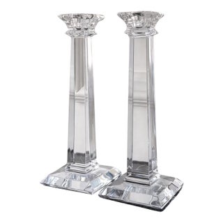 Tiffany & Co Crystal Candlesticks (Pair) For Sale