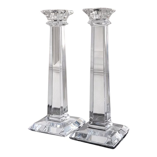 Tiffany & Co Crystal Candlesticks (Pair) For Sale
