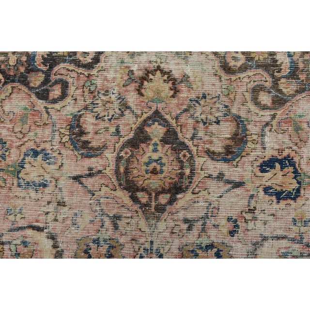 Pink Mashad Rug 8’2” X 11’2” Pink Wool Vintage Distressed Hand-Knotted Carpet For Sale - Image 8 of 15