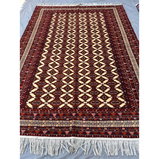 2000 - 2009 Ivory Turkmen Bokhara Hand-Knotted Wool Rug - 6'9" X 9'6" For Sale - Image 5 of 11