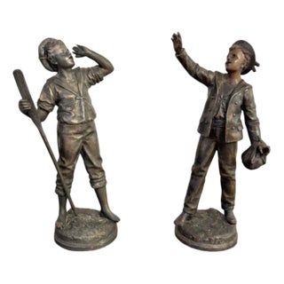 Antique French Spelter Figures, 1890, Set of 2 For Sale