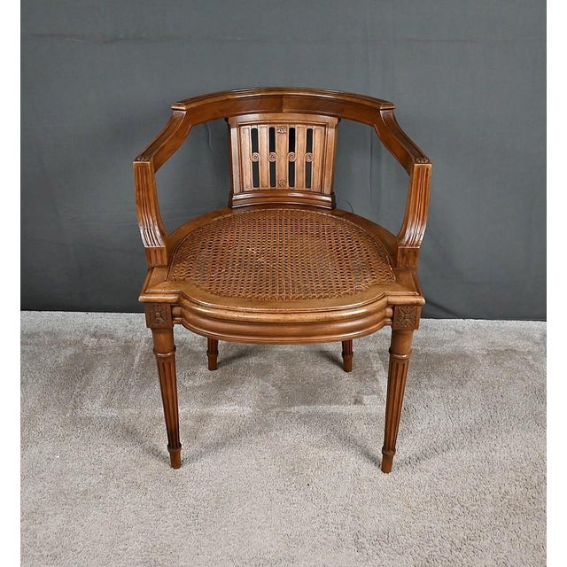 Small Late 19th Century Louis XVI Style Walnut Office Chair For Sale - Image 10 of 18