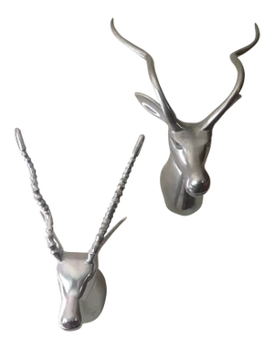 Wall Mounted Metal Heads/Horns - a Pair