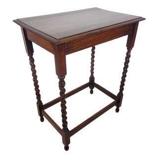 Vintage Rectangular Country Barley Twist Side Table, 1950 For Sale