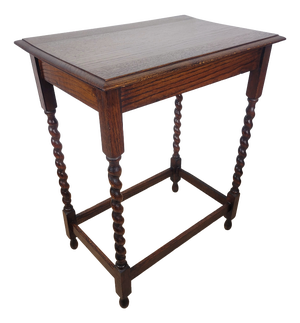Vintage Rectangular Country Barley Twist Side Table, 1950