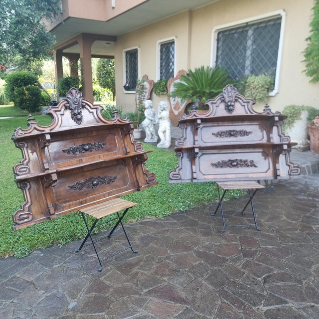 Bolognese Walnut Shelves, 1850s, Set of 2 For Sale - Image 10 of 13