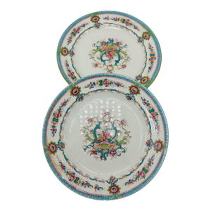 1920s Victorian Colorful Staffordshire Decorative Plates - a Pair
