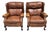 Vintage Motioncraft Chippendale Leather Wingback Recliners Ball & Claw Pair For Sale