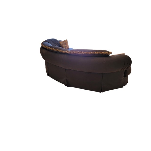1980s 1980s Postmodern Serpentine Curved Two-Piece Sectional Sofa, Ribbed Black Upholstery For Sale - Image 5 of 17