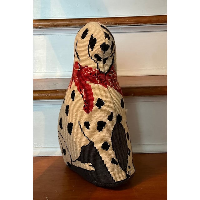 Vintage Wool Dalmatian Needlework Needlepoint Dog Pillow or Doorstop For Sale - Image 10 of 16