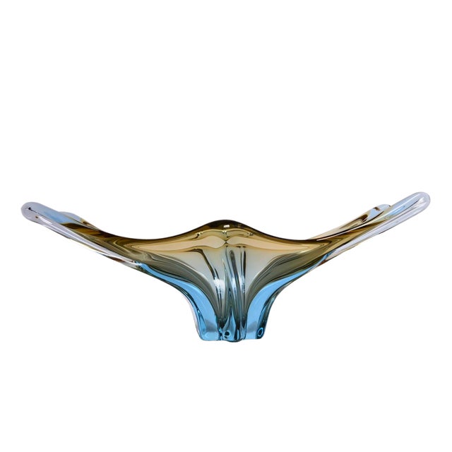 Glass Art Glass Multicolor Light Blue Basket Fruit Bowl Catchall Italy, Murano Style 1970s For Sale - Image 7 of 7